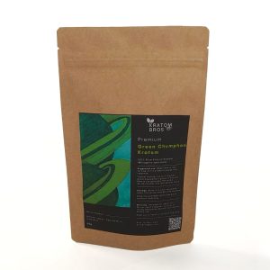 Premium Green Chumphon Kratom powder in brown resealable pouch by Kratom Bros