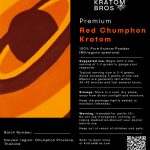 Thai Red Chumphon Kratom powder label by Kratom Bros featuring Mitragyna speciosa from Chumphon Province, Thailand