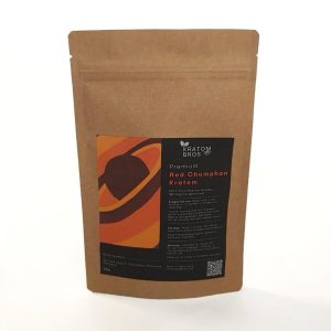 Premium Red Chumphon Kratom powder in brown resealable pouch by Kratom Bros