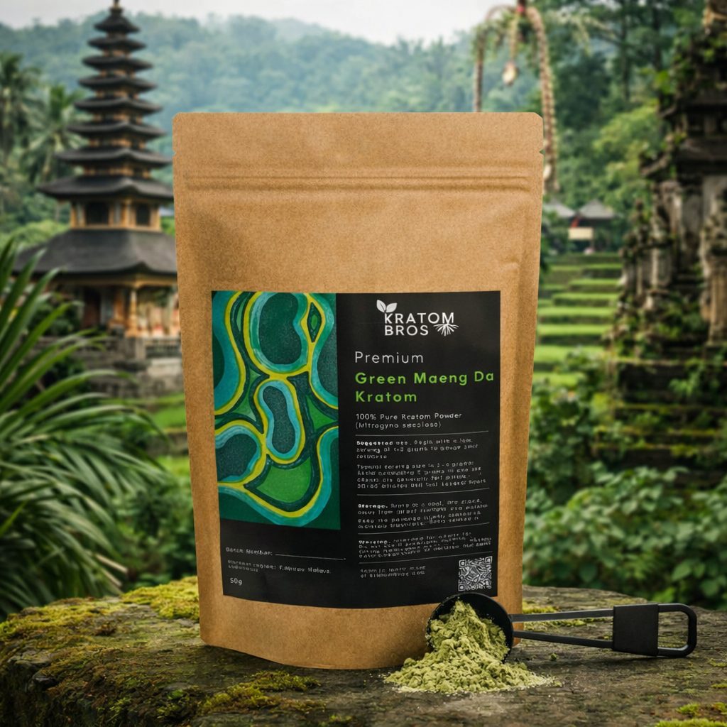 Premium Green Old Tree Kratom Powder Indonesian Kratom Bros Premium Green Old Tree kratom powder Mitragyna speciosa mature leaves Kratom Bros